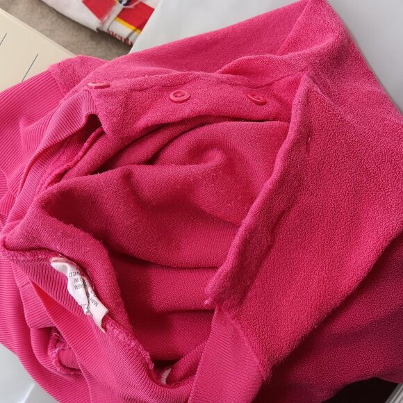 Medium Vintage 70's Pink Terrycloth Disco Top Rayon Button-Up Collar - Picture 8 of 8